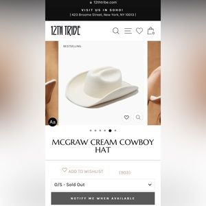 The Sold Out Bestselling 12th Tribe McGraw Cream Cowboy Hat